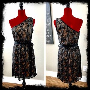 VINCE CAMUTO one shoulder cocktail sequined dress